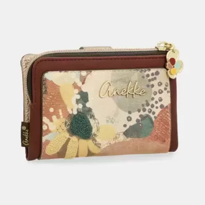 Carteira Anekke com padrão abstrato e fecho dourado