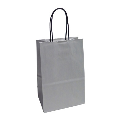 sacola de papel cinzenta com alças pretas