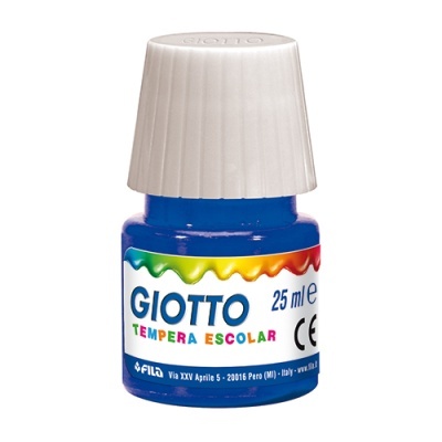 Frasco pequeno de tinta guache azul GIOTTO TEMPERA ESCOLAR 25 ml com tampa branca