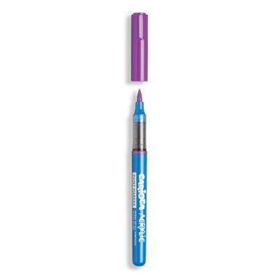 Marcador acrílico azul e roxo com tampa removida