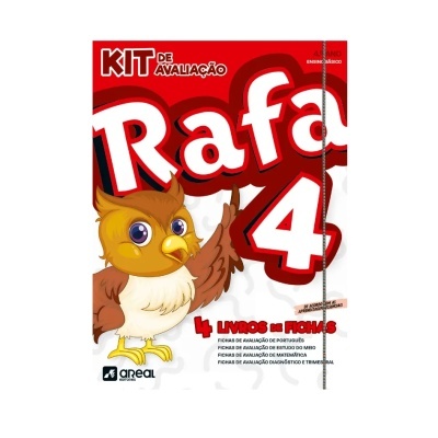 Capa do livro Kit de Avaliação Rafa 4 com coruja amarela e castanha e texto em branco e vermelho