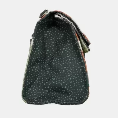 Bolsa de tecido com padrão de pontos cinzentos