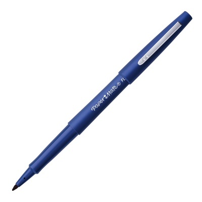 Caneta de feltro azul com tampa e clip metálico