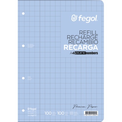 Bloco folha pauta quadriculada azul clara Fegol A4 100 folhas