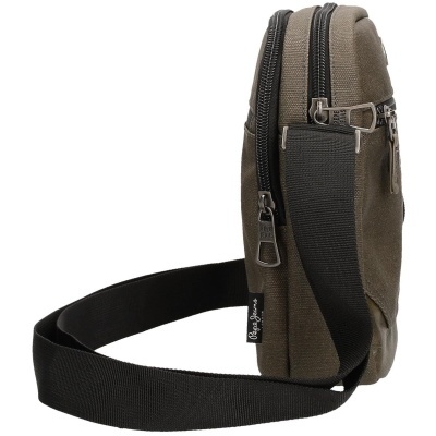 Mala castanha pequena com alça preta e fechos de correr PEPE JEANS