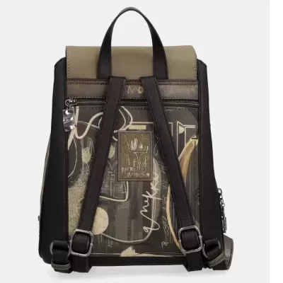 Mochila preta e castanha com padrão artístico e emblema INTER SYMPHONY
