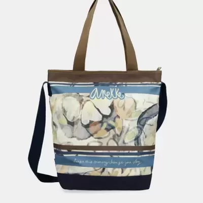 Mala de ombro Anekke com padrão floral e frases decorativas