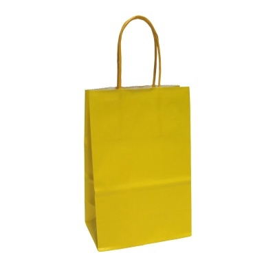 Sacola de papel amarela com alças finas