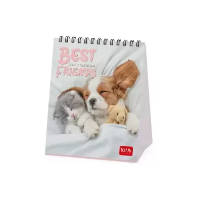 Calendário de mesa 2023 com os melhores amigos, cão e coelho, capa colorida
