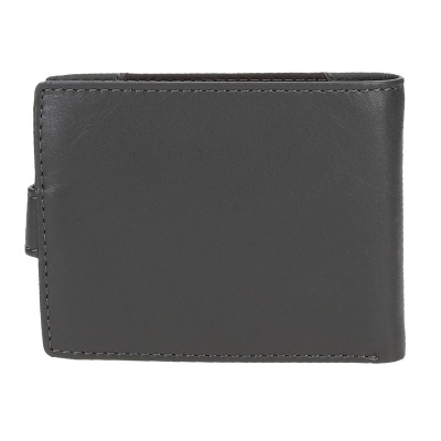 Carteira masculina em couro preto com costura visível nas bordas