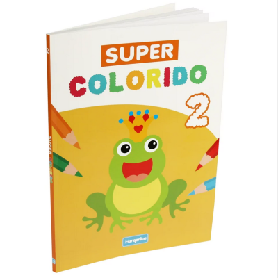 Livro infantil colorido com capa ilustrada e título SUPER COLORIDO 2