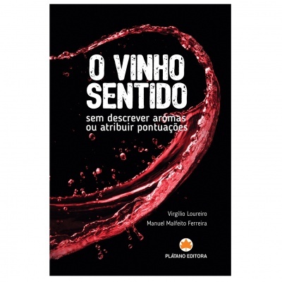 Capa de livro O VINHO SENTIDO com splash de vinho tinto e textos brancos
