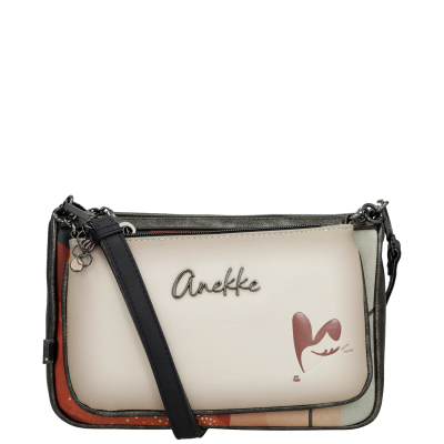 Mala de ombro Anekke creme com coração e alça preta