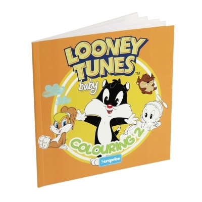 Livro de colorir Looney Tunes baby com capa laranja e personagens animados