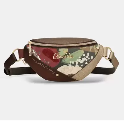 Pochete Anekke multicolor com fecho dourado e alça ajustável