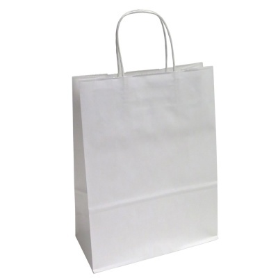 Saco de papel branco com alças de corda