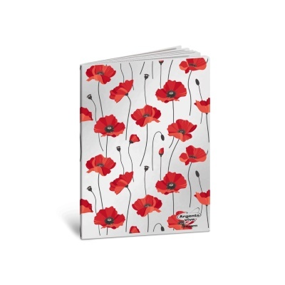Caderno com capa decorada com flores vermelhas