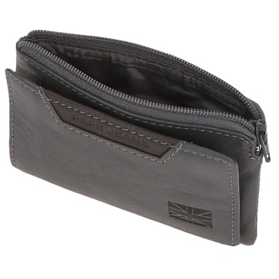 Carteira de pele cinzenta com fecho e etiqueta PEPE JEANS