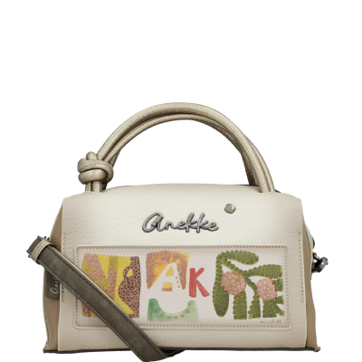 Mala creme com alça ajustável e logo Anekke
