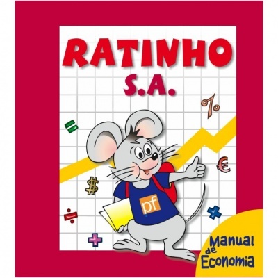 Capa de livro RATINHO S.A. com rato cinzento e texto Manual de Economia