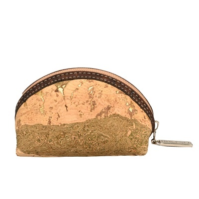 Carteira pequena em cortiça bicolor com fecho