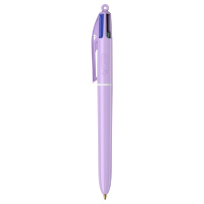 Caneta esferográfica BIC lilás com várias cores