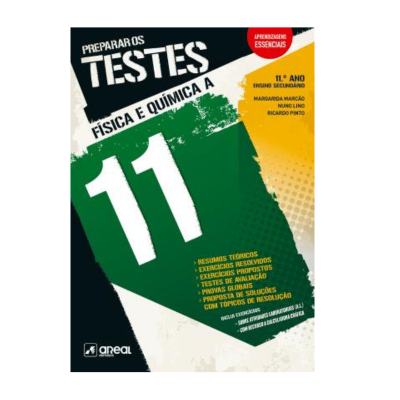 Capa de livro preparar os testes Física e Química A 11.º ano Areal