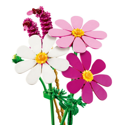 Buquê de flores artificiais coloridas feitas em plástico LEGO