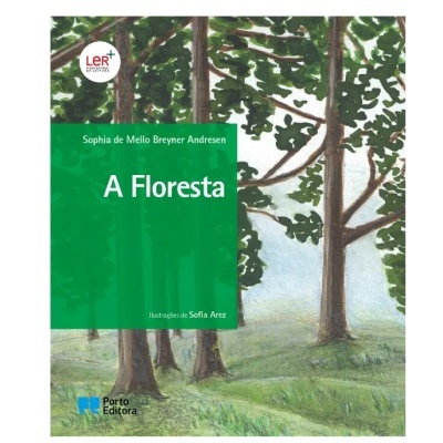 Capa do livro 'A Floresta' com ilustrações de árvores em florestas verdes.