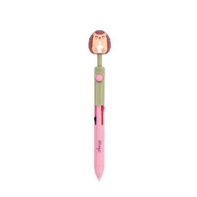 Caneta cor-de-rosa com topper de ouriço sorridente no topo