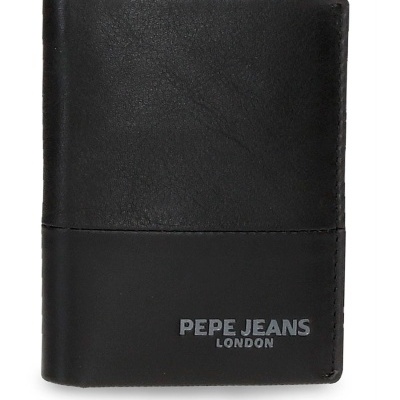 Carteira preta em pele com logótipo PEPE JEANS LONDON