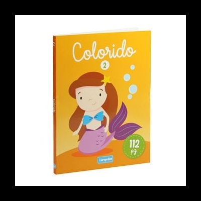 Livro infantil Colorido 2 com capa amarela e ilustração de sereia roxa
