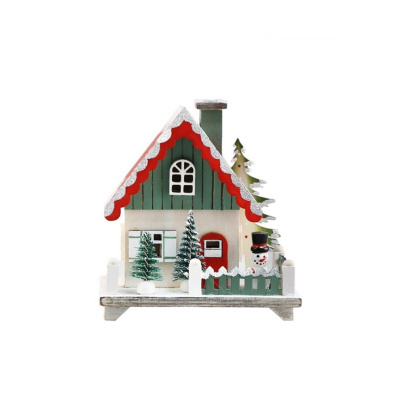 Casinha decorativa de Natal com chaminé e boneco de neve