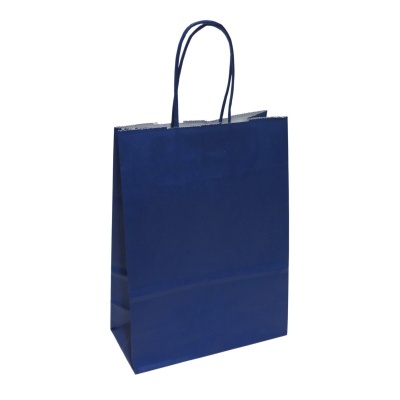 Saco de papel azul escuro com alças