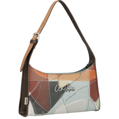 Mala de ombro Anekke com padrão geométrico e alça castanha ajustável