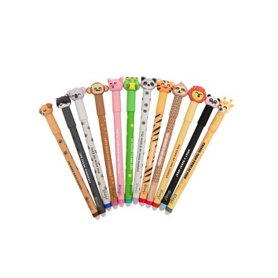 Conjunto de canetas com tampas de animais coloridos