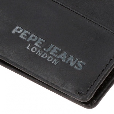Carteira preta em pele com inscrição PEPE JEANS LONDON