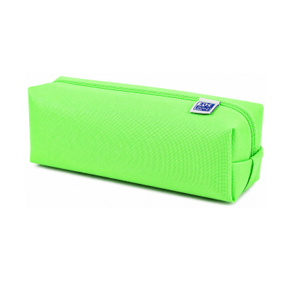 Estojo escolar verde fluorescente com fecho e etiqueta OXFORD