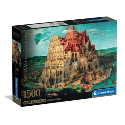 Caixa de quebra-cabeça Clementoni Museum Collection com 1500 peças, imagem da Torre de Babel.