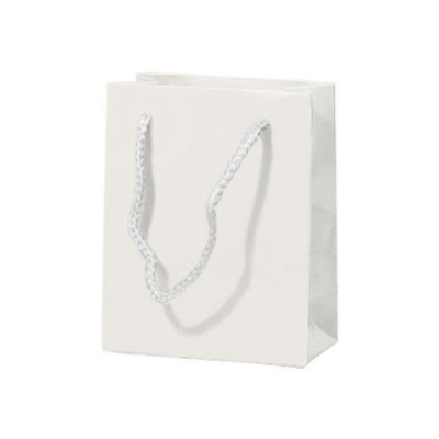 Saco de papel branco com alças de corda branca