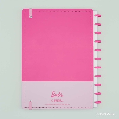 Caderno rosa Barbie com argolas cor de rosa