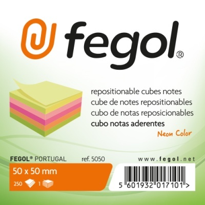 Etiqueta de bloco de notas autocolantes posicional da marca Fegol com cores néon