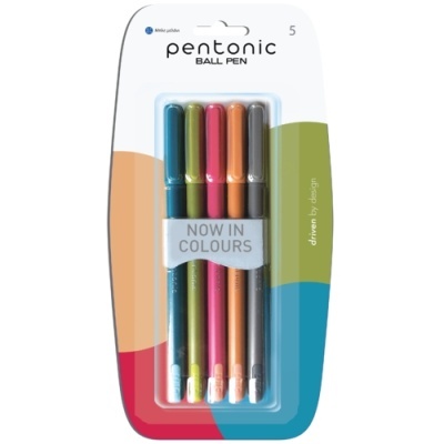 Pacote de 5 canetas esferográficas coloridas Pentonic