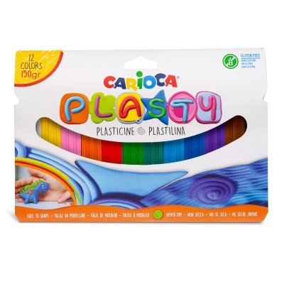 Caixa de plastilina CARIOCA PLASTY com 12 cores e texto colorido