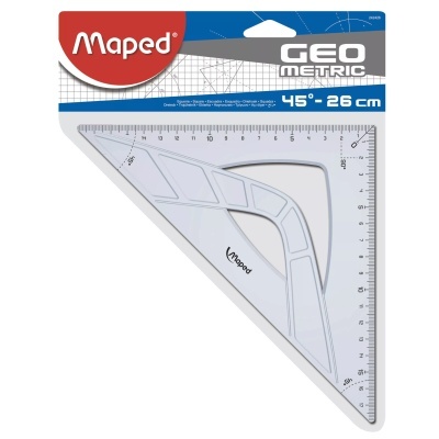 Esquadro triangular cinzento transparente Maped 45 graus 26 cm