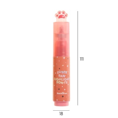 Destacador cor de pêssego com tampa em forma de pata de animal rosa
