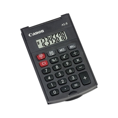 Calculadora portátil Canon AS-8 preta com ecrã digital e botões