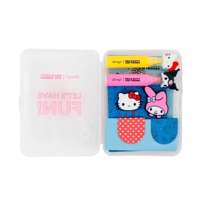 Kit artístico Hello Kitty e amigos com marcadores e caixa plástica