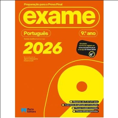 Capa de livro preparação Prova Final Português 9.º ano 2026 Porto Editora