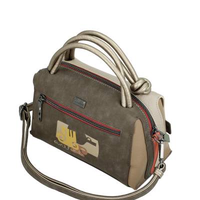 Mala de mão com alças, bolso exterior e decoração abstrata multicolor